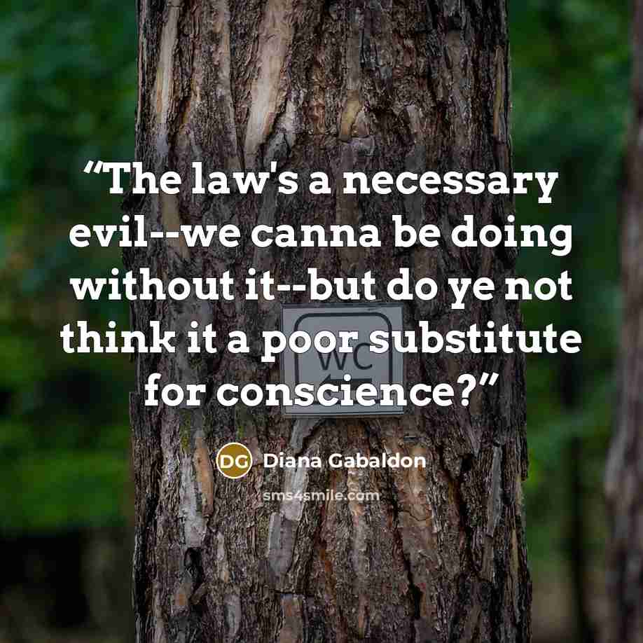 “The law's a necessary evil--we canna be doing without it--but do ye not think it a poor substitute for conscience?” quote by Diana Gabaldon