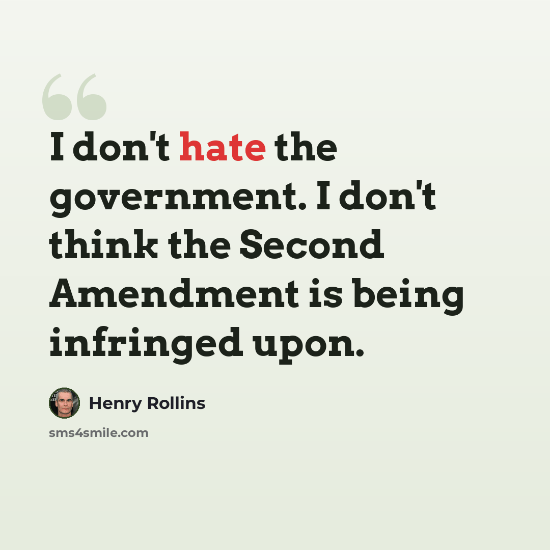 “I don't hate the government. I don't think the Second Amendment is being infringed upon.” quote by Henry Rollins