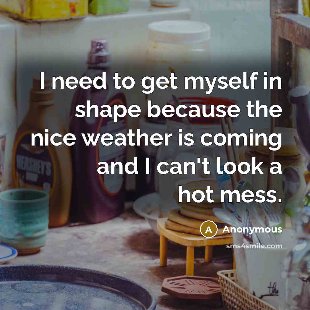 “I need to get myself in shape because the nice weather is coming and I can't look a hot mess.” quote by Anonymous