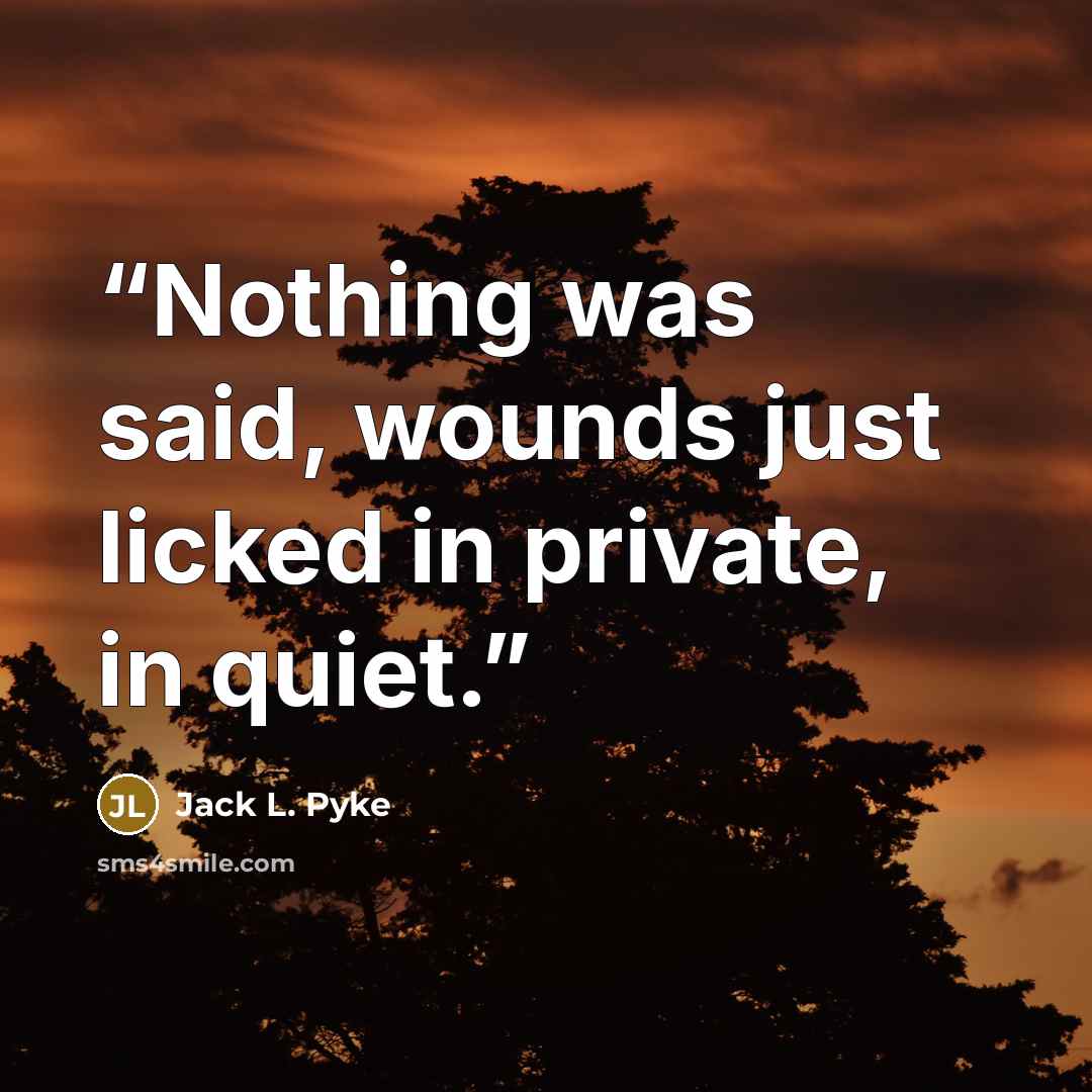 “Nothing was said, wounds just licked in private, in quiet.” quote by Jack L. Pyke