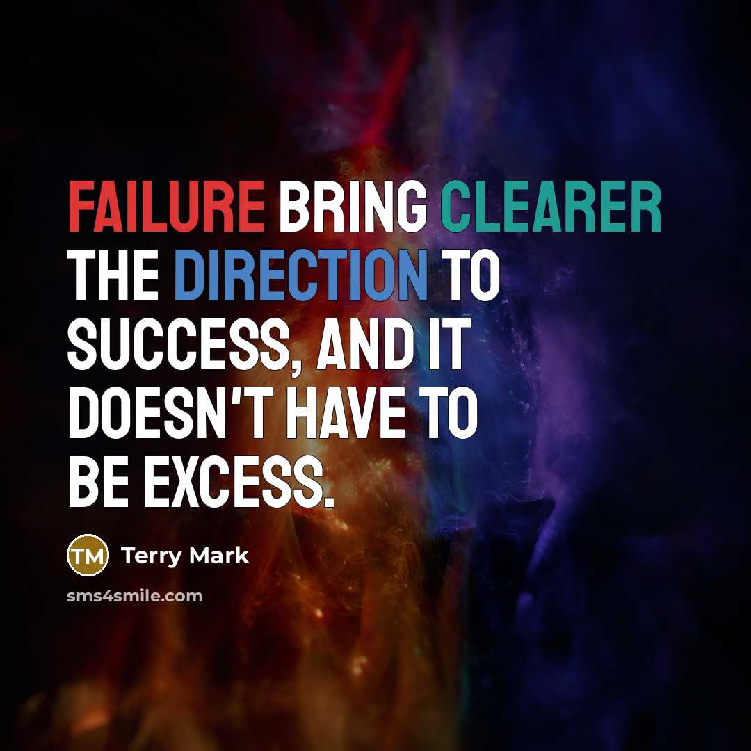 “Failure bring clearer the direction to Success, and it doesn't have to be excess.” quote by Terry Mark