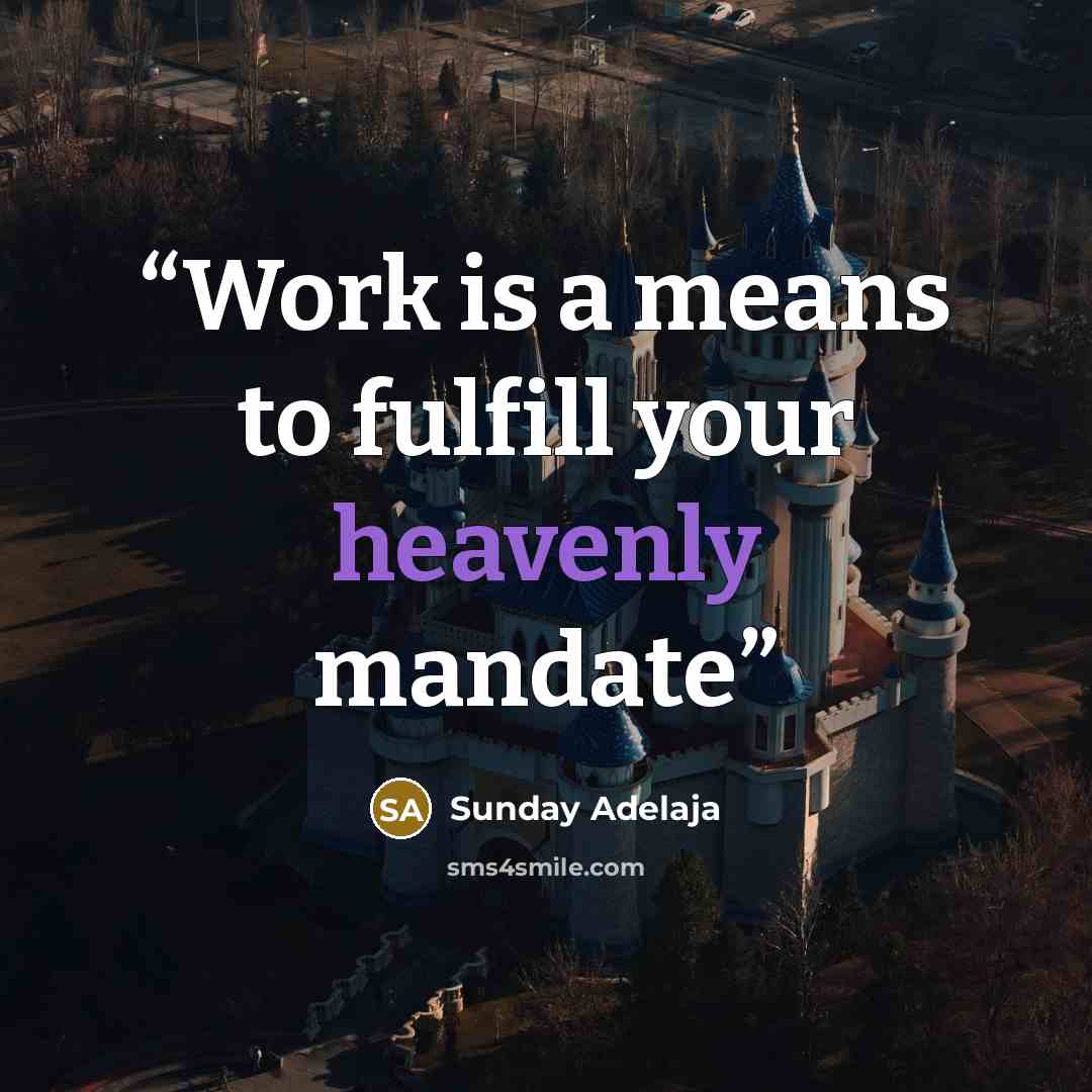 “Work is a means to fulfill your heavenly mandate” quote by Sunday Adelaja