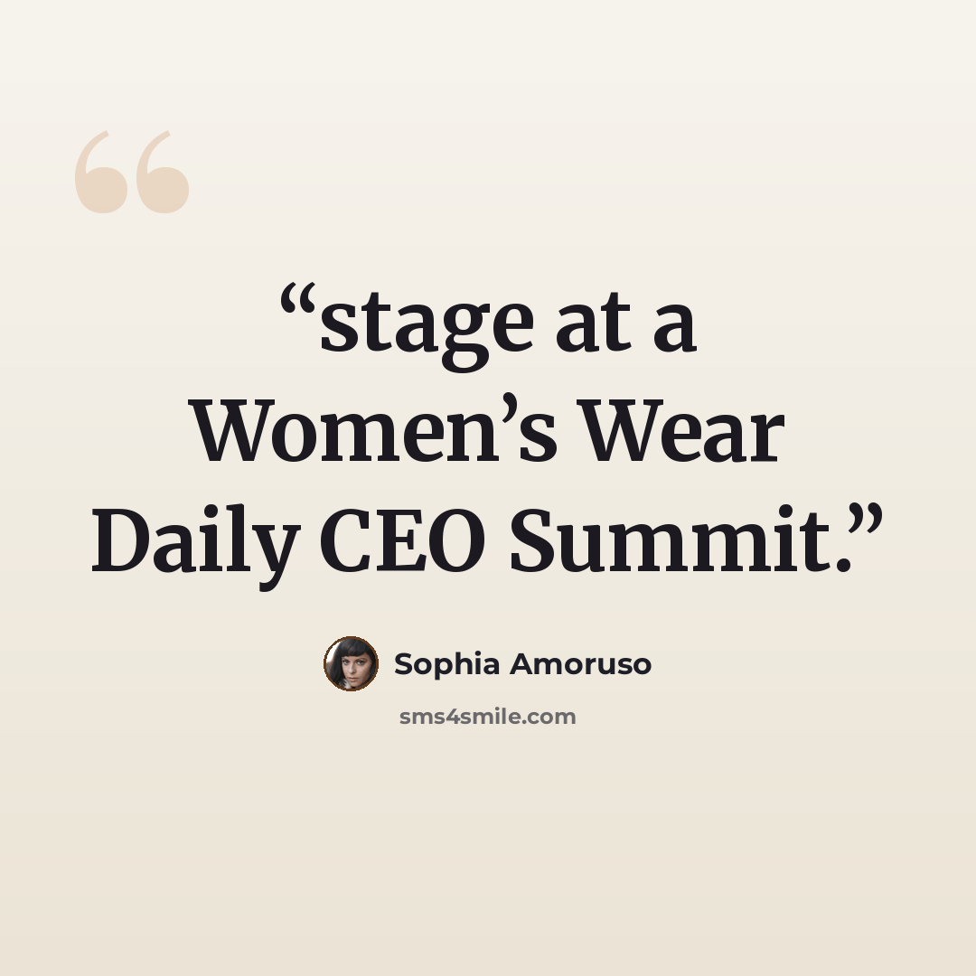 “stage at a Women’s Wear Daily CEO Summit.” quote by Sophia Amoruso