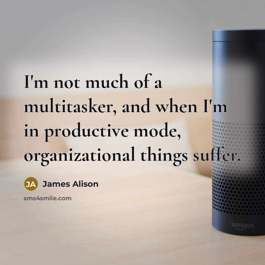 “I'm not much of a multitasker, and when I'm in productive mode, organizational things suffer.” quote by James Alison