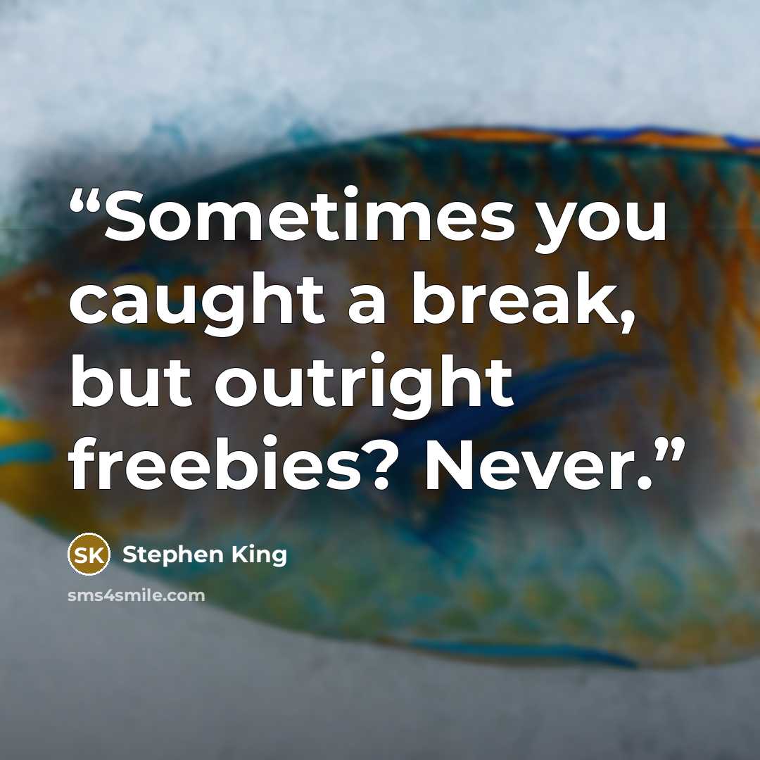 “Sometimes you caught a break, but outright freebies? Never.” quote by Stephen King