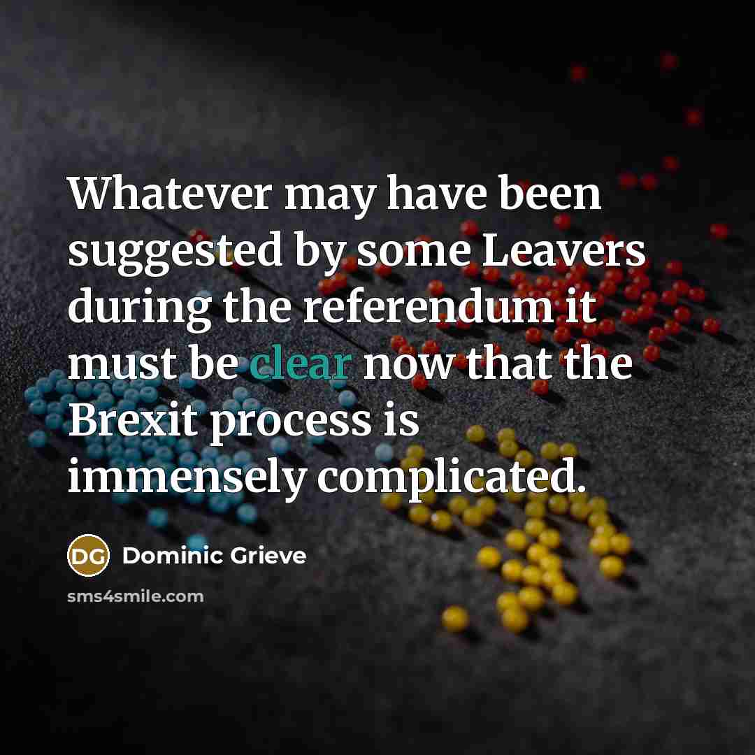 “Whatever may have been suggested by some Leavers during the referendum it must be clear now that the Brexit process is immensely complicated.” quote by Dominic Grieve