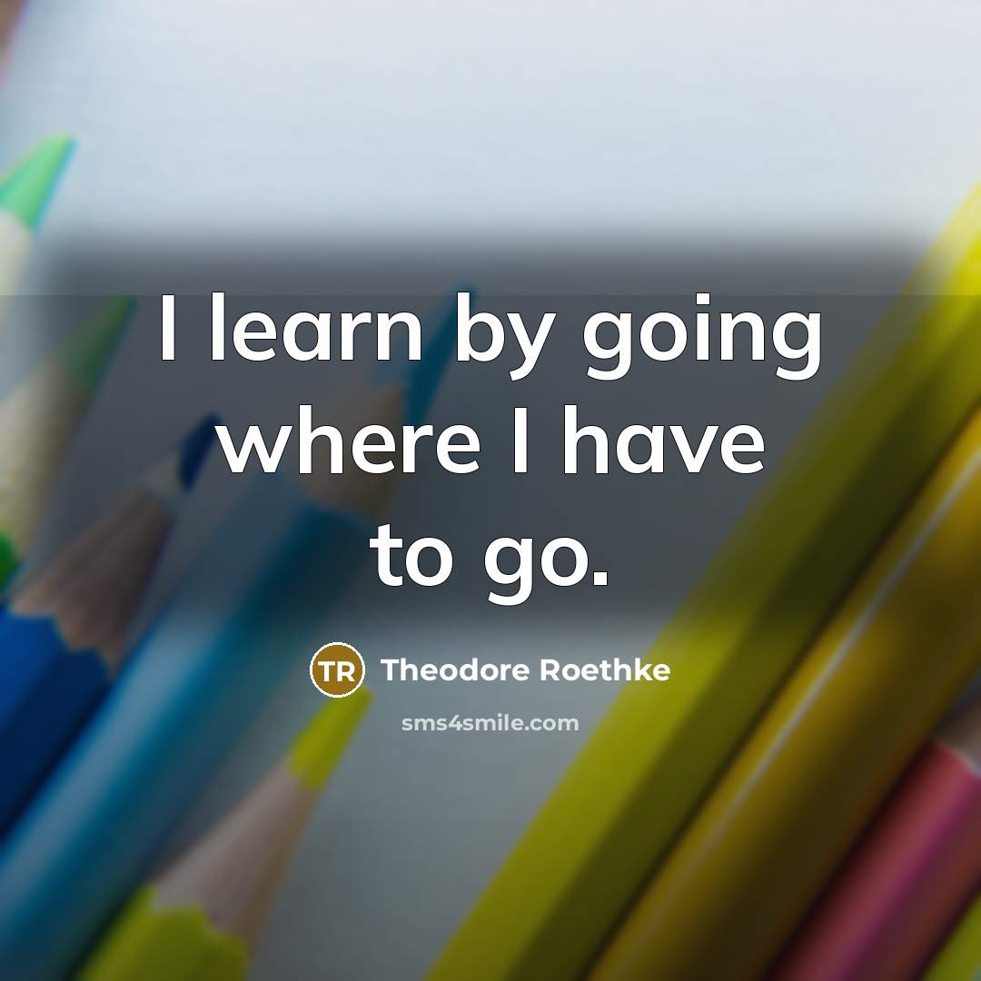 “I learn by going where I have to go.” quote by Theodore Roethke