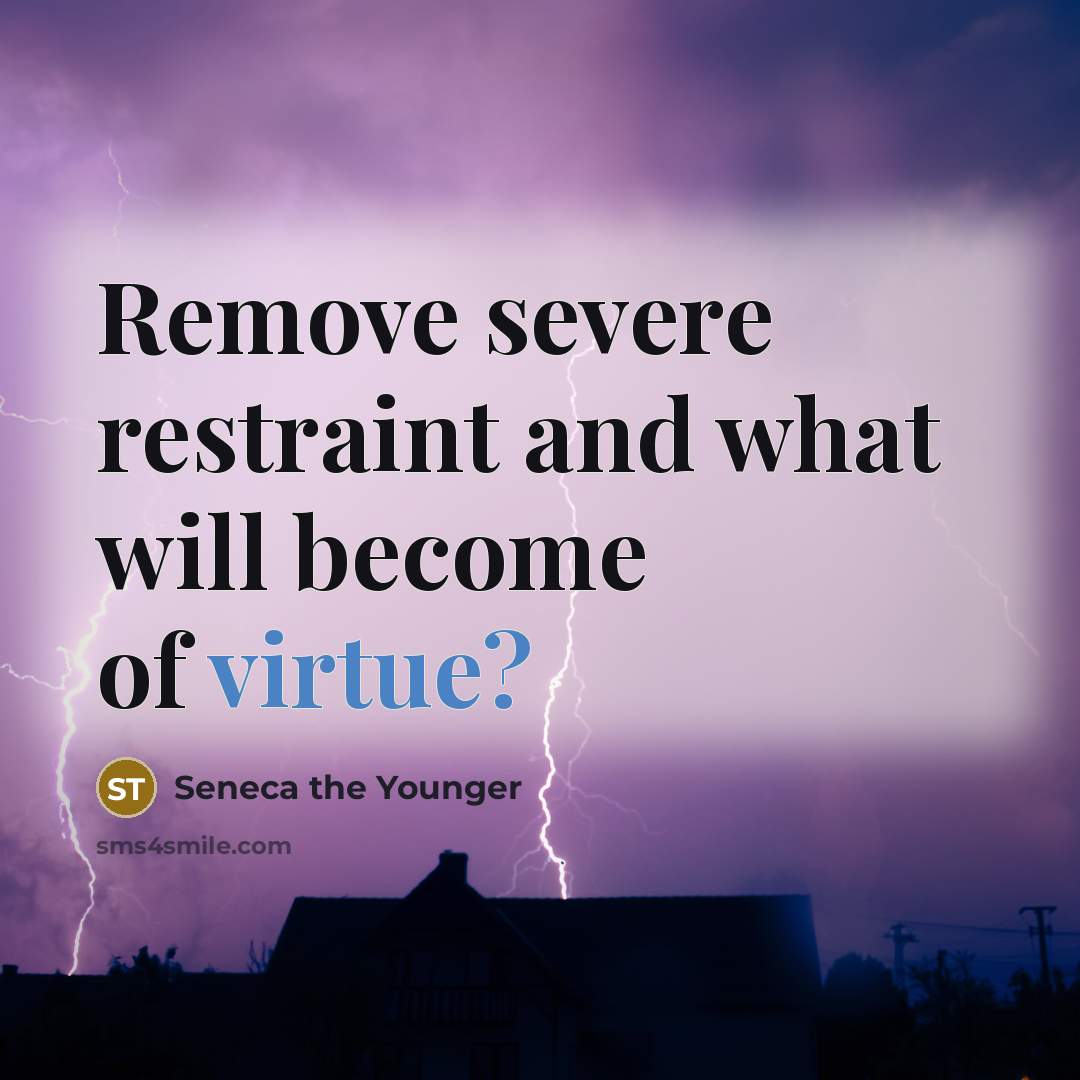 “Remove severe restraint and what will become of virtue?” quote by Seneca the Younger