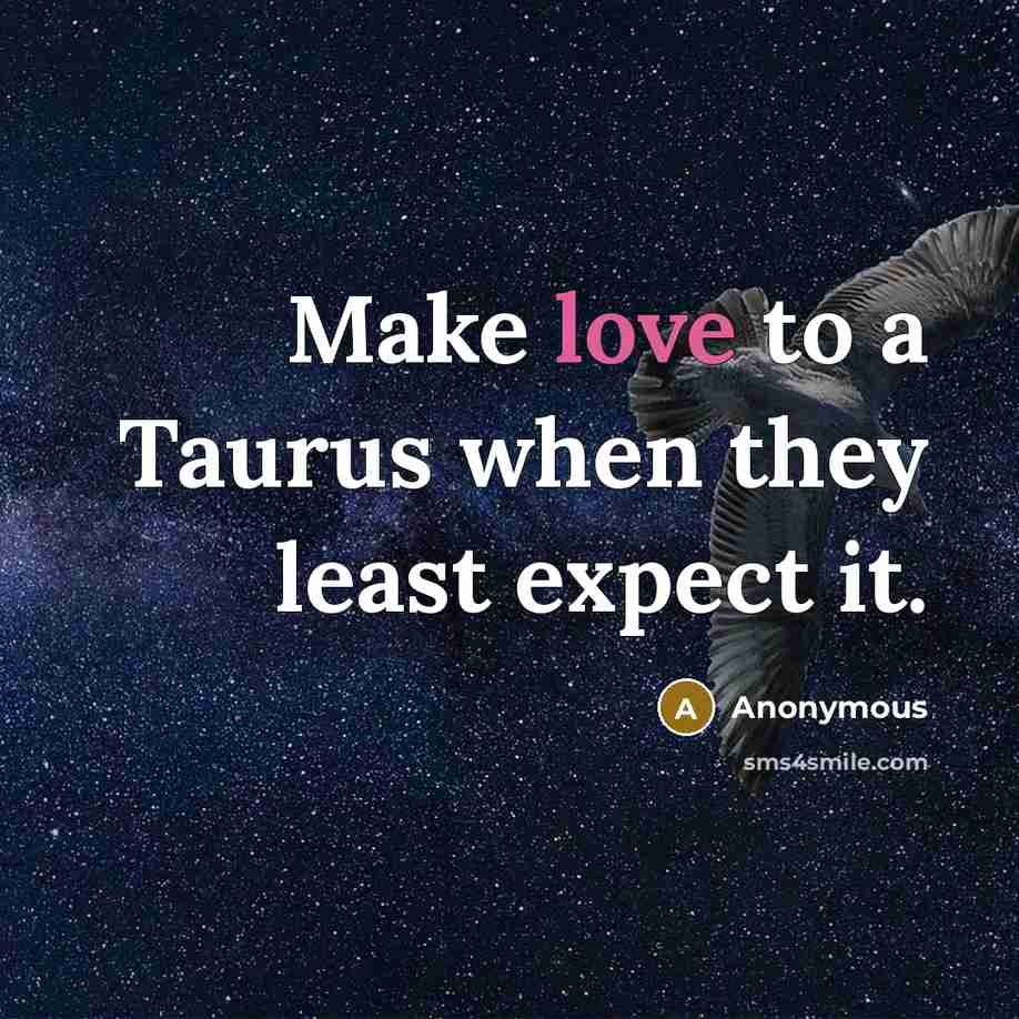 “Make love to a Taurus when they least expect it.” quote by Anonymous