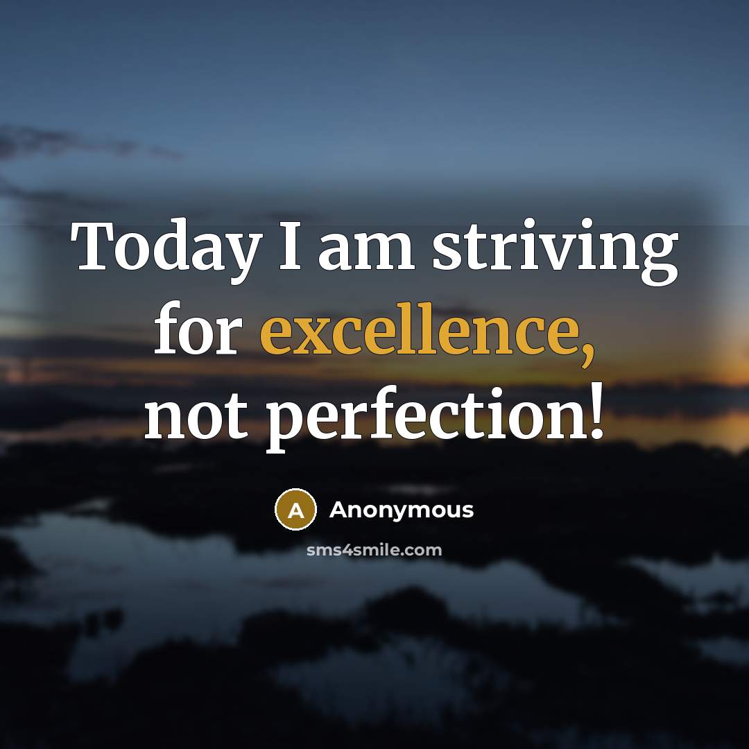 “Today I am striving for excellence, not perfection!” quote by Anonymous