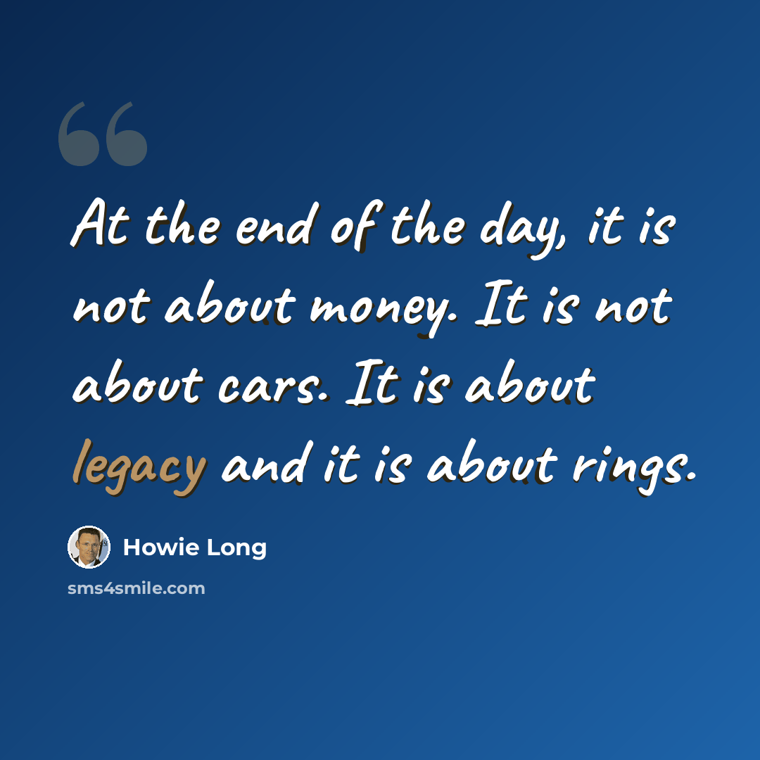 “At the end of the day, it is not about money. It is not about cars. It is about legacy and it is about rings.” quote by Howie Long
