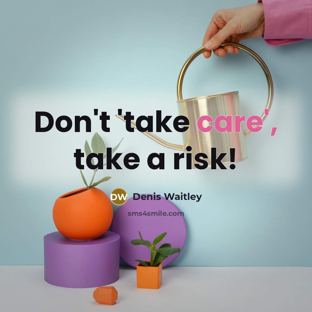 “Don't 'take care', take a risk!” quote by Denis Waitley