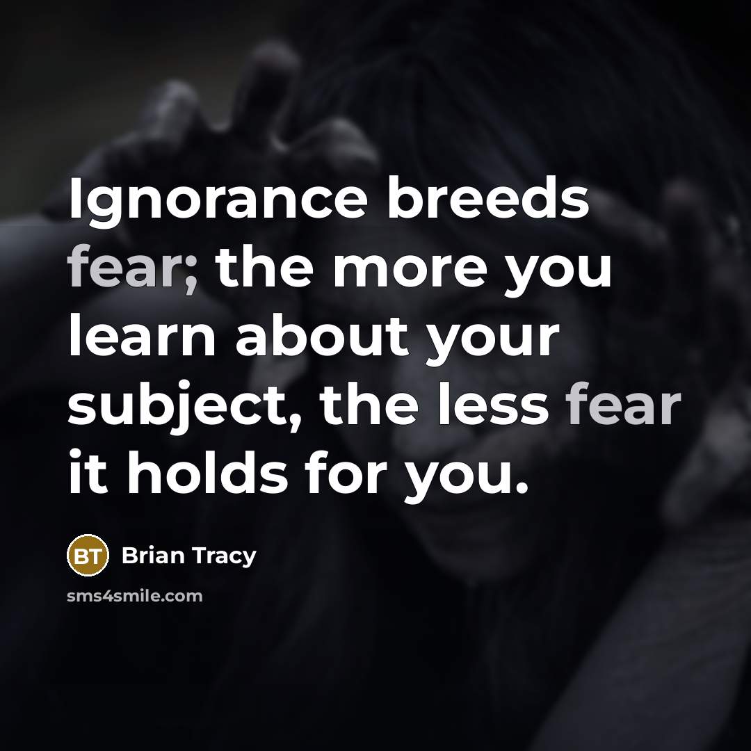 “Ignorance breeds fear; the more you learn about your subject, the less fear it holds for you.” quote by Brian Tracy