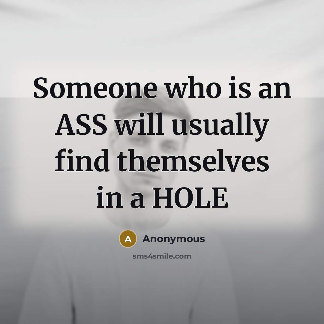 “Someone who is an ASS will usually find themselves in a HOLE” quote by Anonymous