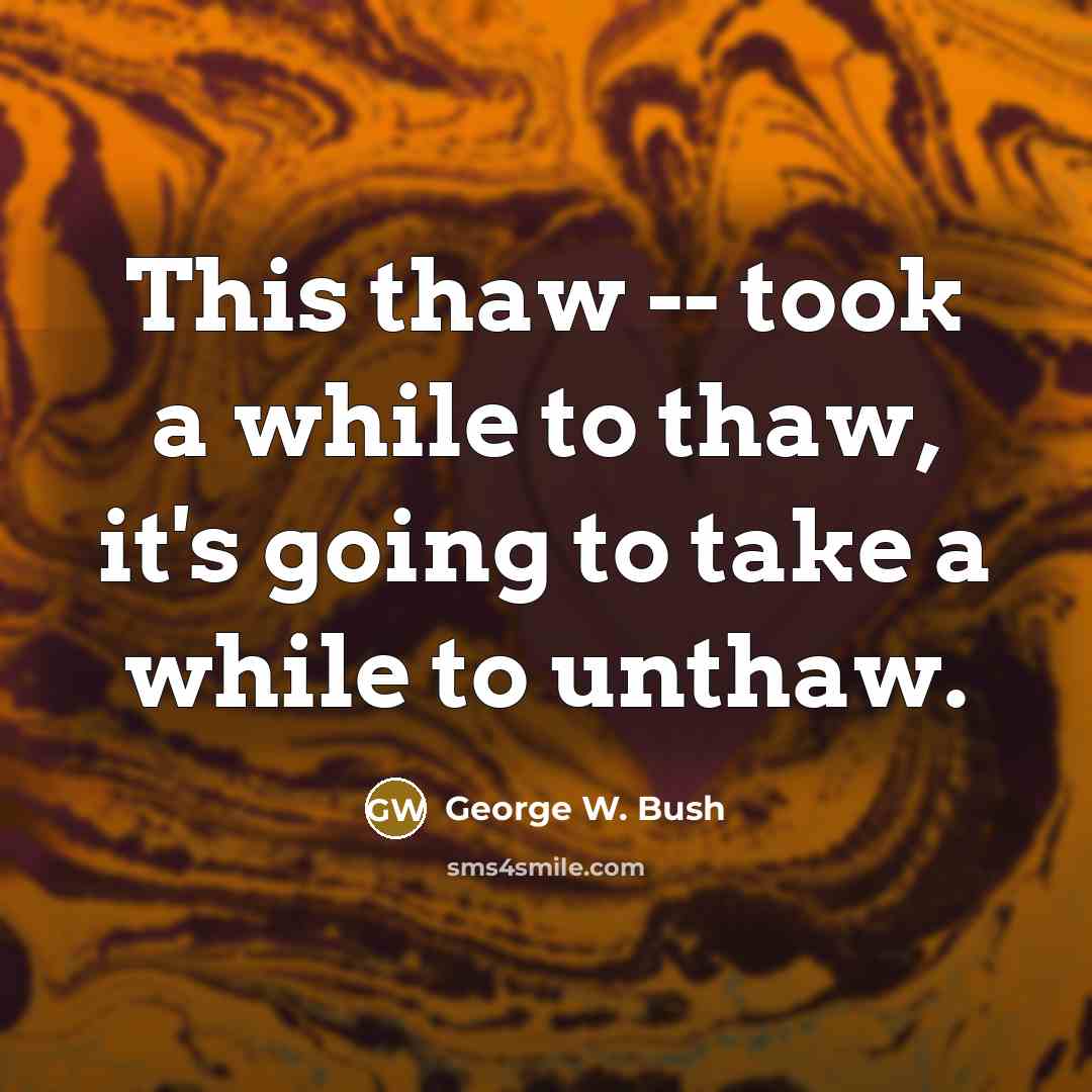 “This thaw -- took a while to thaw, it's going to take a while to unthaw.” quote by George W. Bush