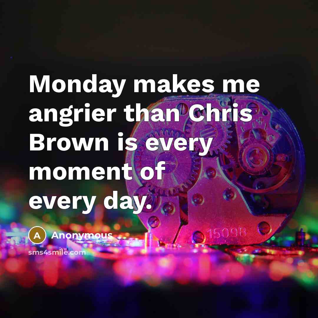 “Monday makes me angrier than Chris Brown is every moment of every day.” quote by Anonymous