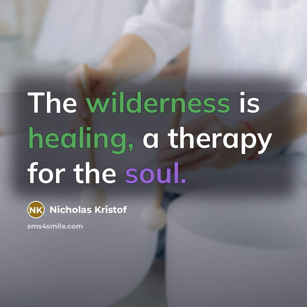 “The wilderness is healing, a therapy for the soul.” quote by Nicholas Kristof