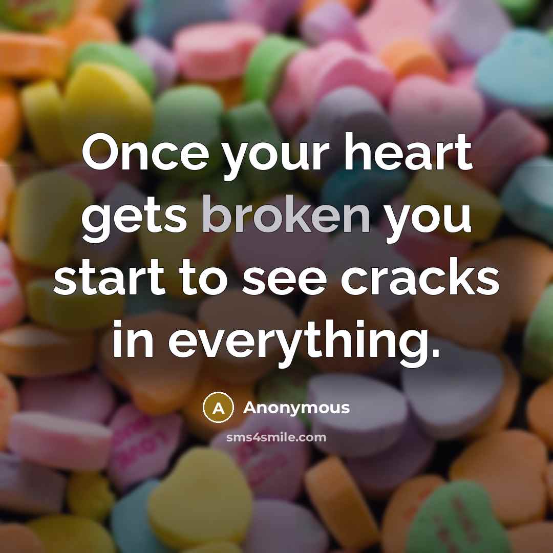 “Once your heart gets broken you start to see cracks in everything.” quote by Anonymous