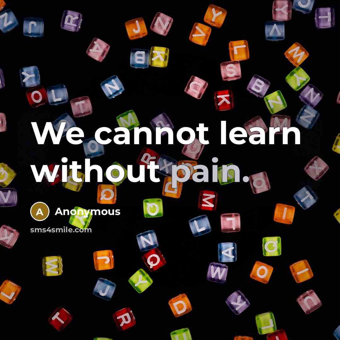 “We cannot learn without pain.” quote by Anonymous