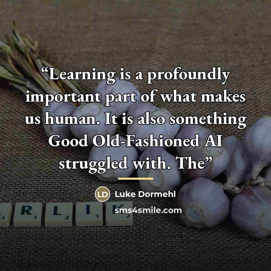 “Learning is a profoundly important part of what makes us human. It is also something Good Old-Fashioned AI struggled with. The” quote by Luke Dormehl
