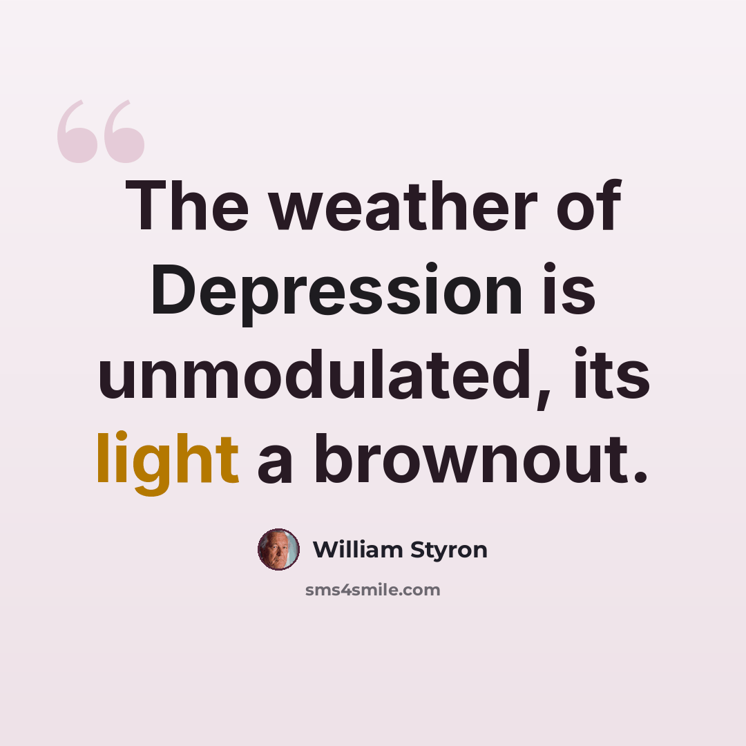 “The weather of Depression is unmodulated, its light a brownout.” quote by William Styron