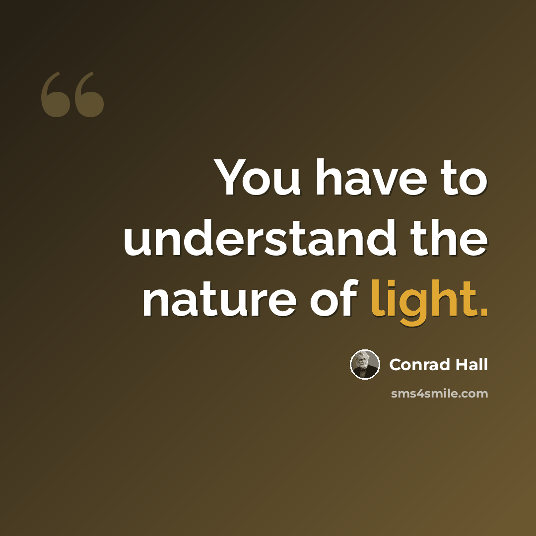 “You have to understand the nature of light.” quote by Conrad Hall