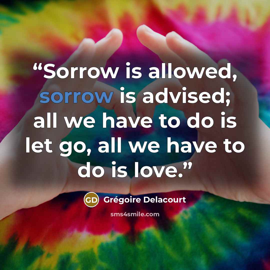 “Sorrow is allowed, sorrow is advised; all we have to do is let go, all we have to do is love.” quote by Grégoire Delacourt