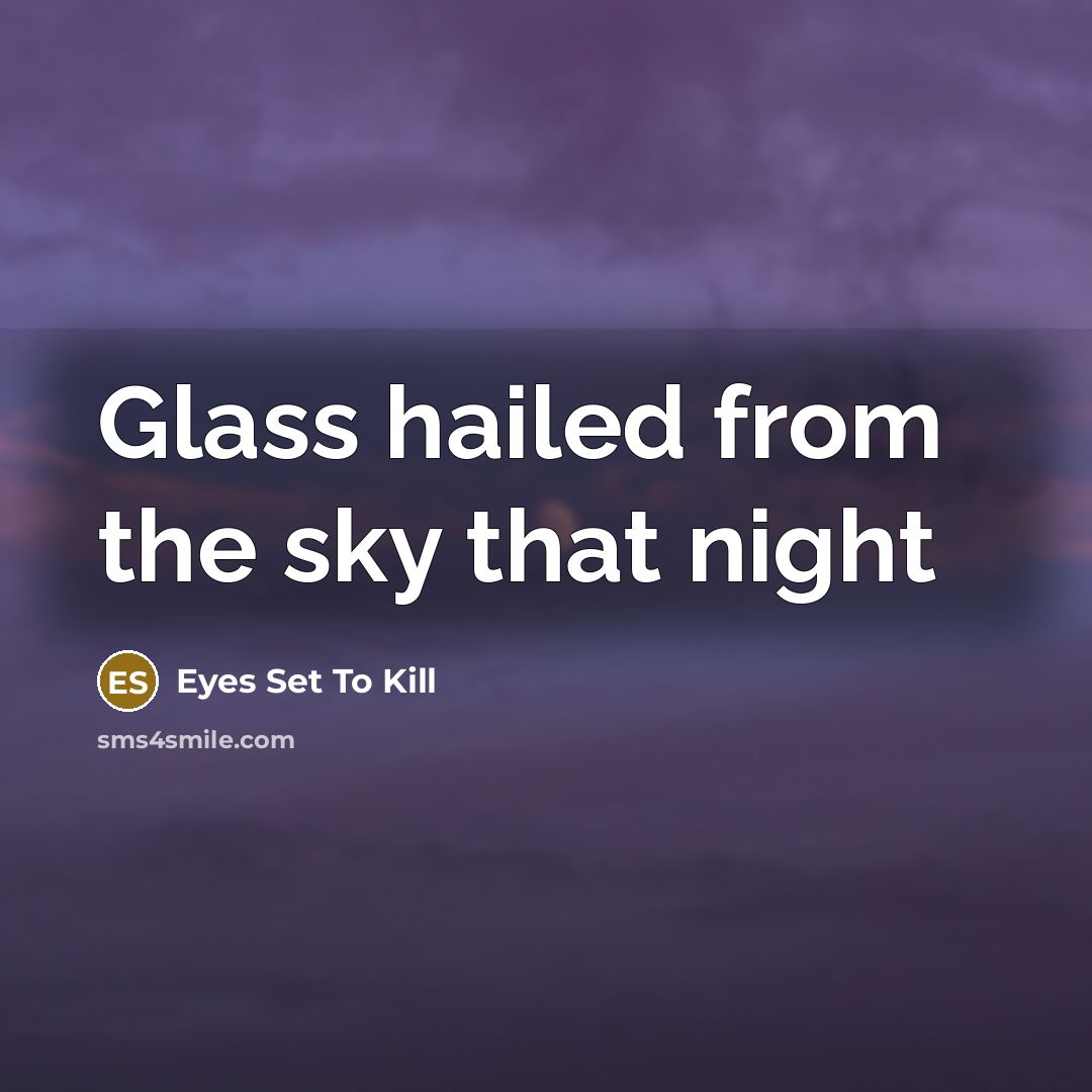 “Glass hailed from the sky that night” quote by Eyes Set To Kill