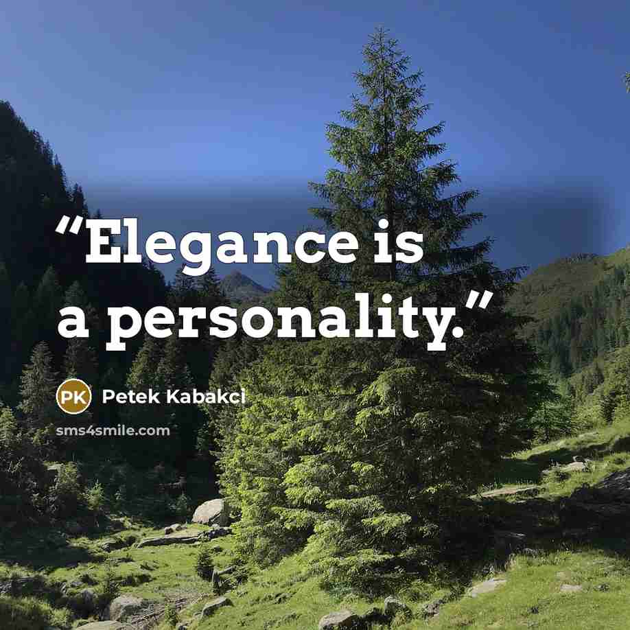 “Elegance is a personality.” quote by Petek Kabakci