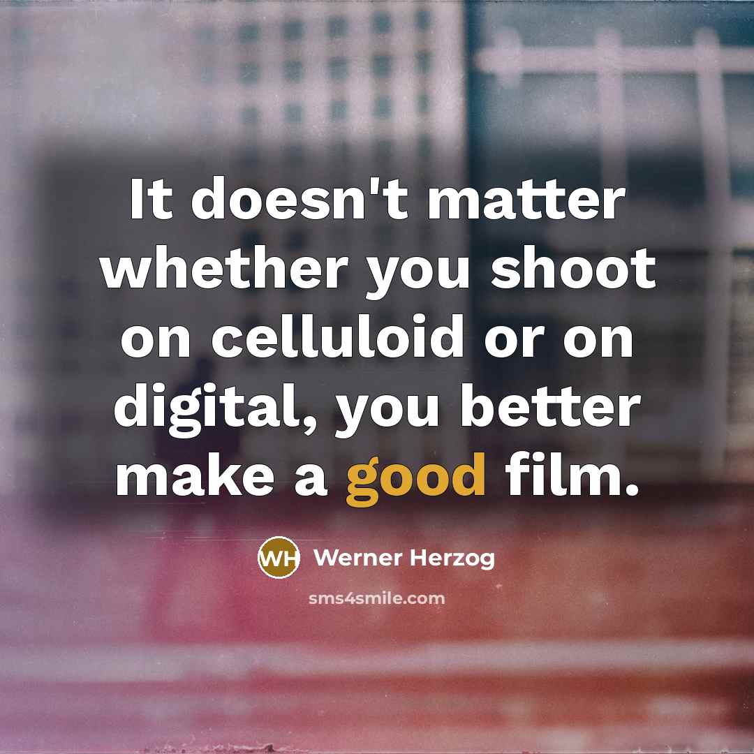 “It doesn't matter whether you shoot on celluloid or on digital, you better make a good film.” quote by Werner Herzog