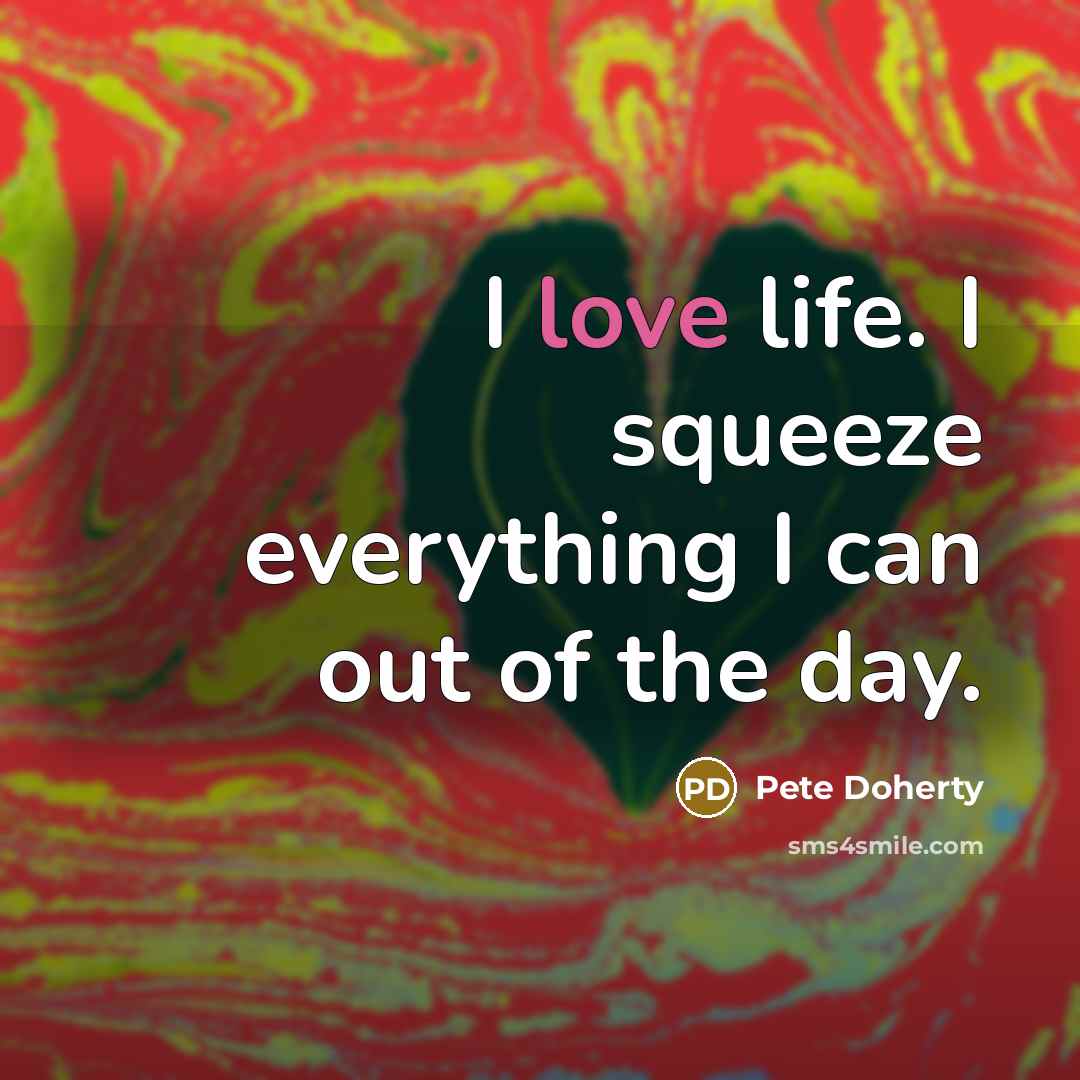 “I love life. I squeeze everything I can out of the day.” quote by Pete Doherty