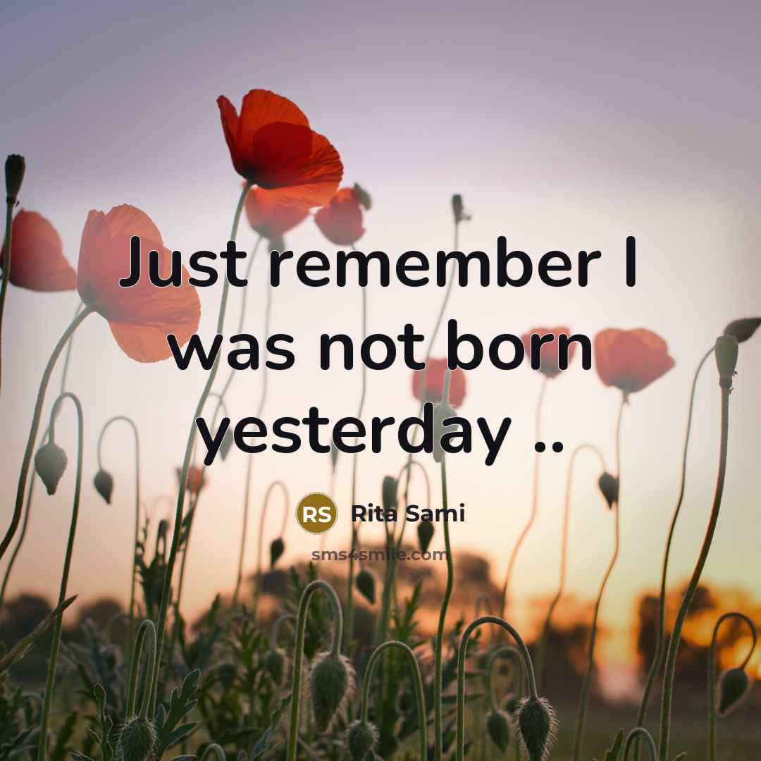 “Just remember I was not born yesterday ..” quote by Rita Sami