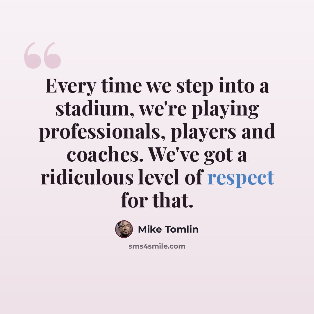 “Every time we step into a stadium, we're playing professionals, players and coaches. We've got a ridiculous level of respect for that.” quote by Mike Tomlin