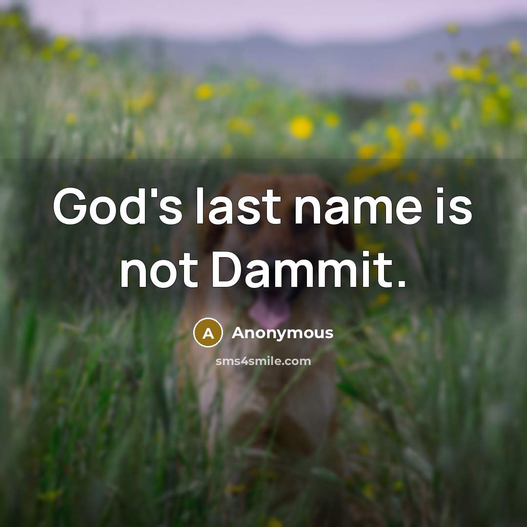 “God's last name is not Dammit.” quote by Anonymous