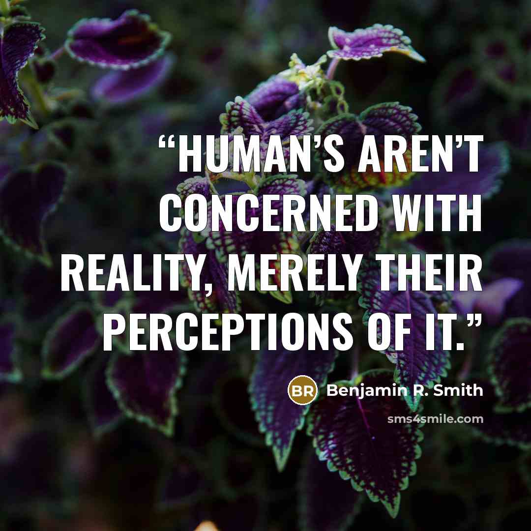 “Human’s aren’t concerned with reality, merely their perceptions of it.” quote by Benjamin R. Smith
