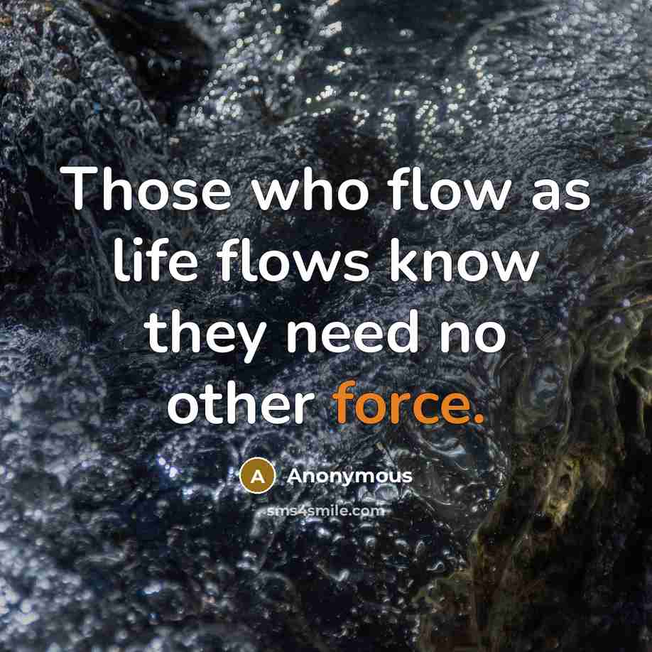 “Those who flow as life flows know they need no other force.” quote by Anonymous