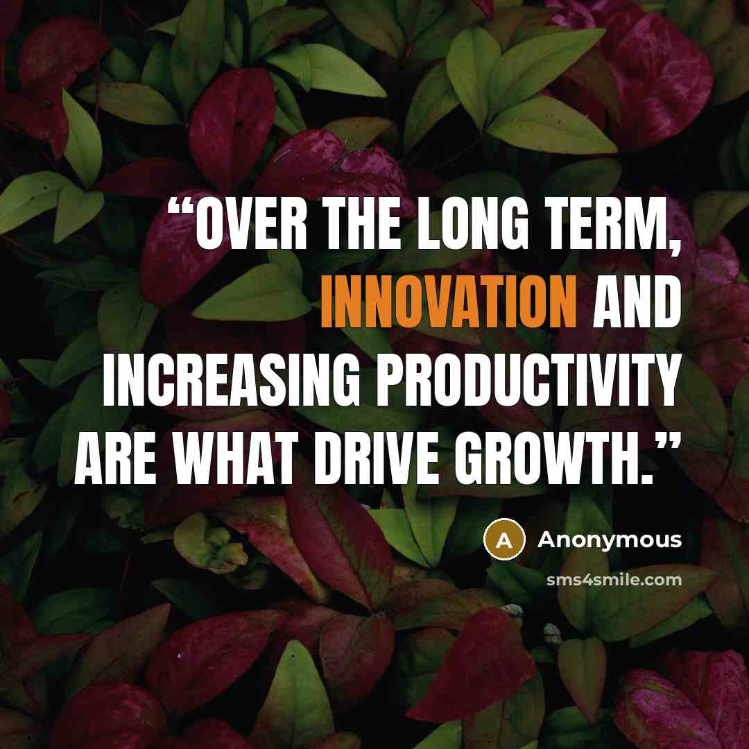 “Over the long term, innovation and increasing productivity are what drive growth.” quote by Anonymous