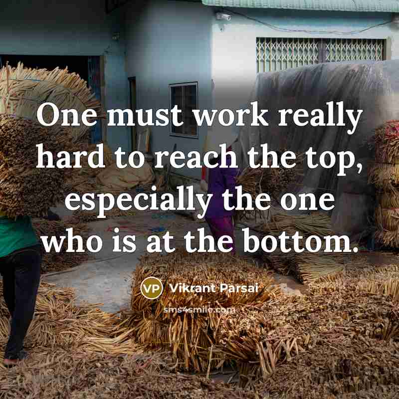 “One must work really hard to reach the top, especially the one who is at the bottom.” quote by Vikrant Parsai