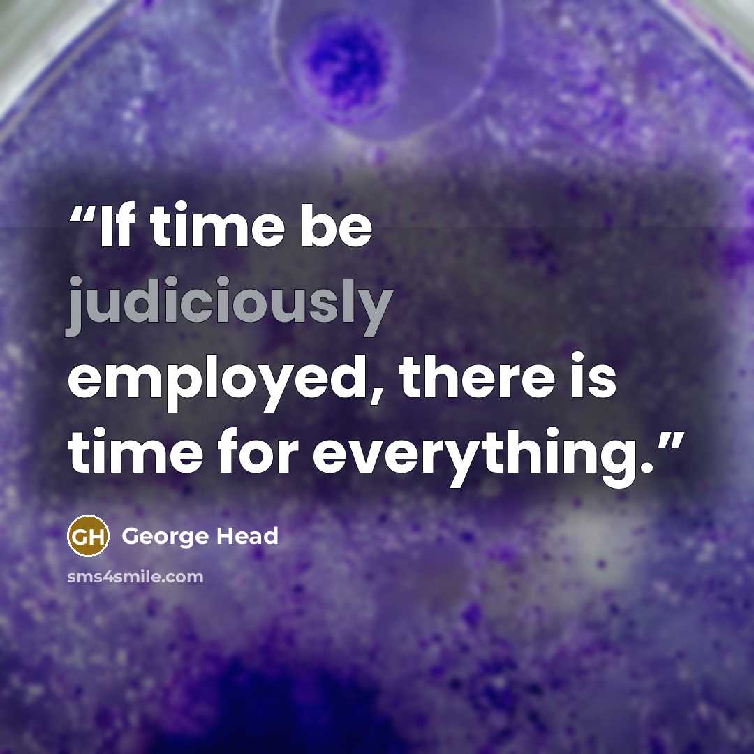 “If time be judiciously employed, there is time for everything.” quote by George Head