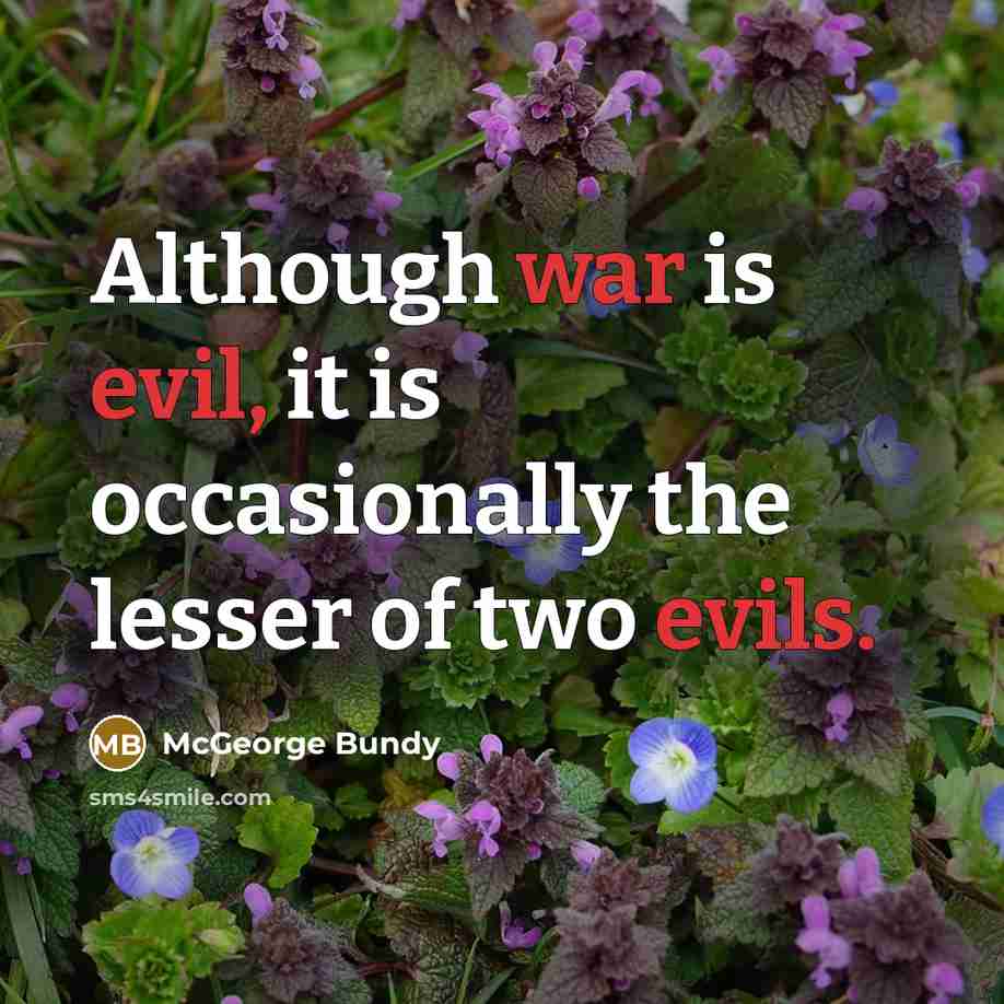 “Although war is evil, it is occasionally the lesser of two evils.” quote by McGeorge Bundy