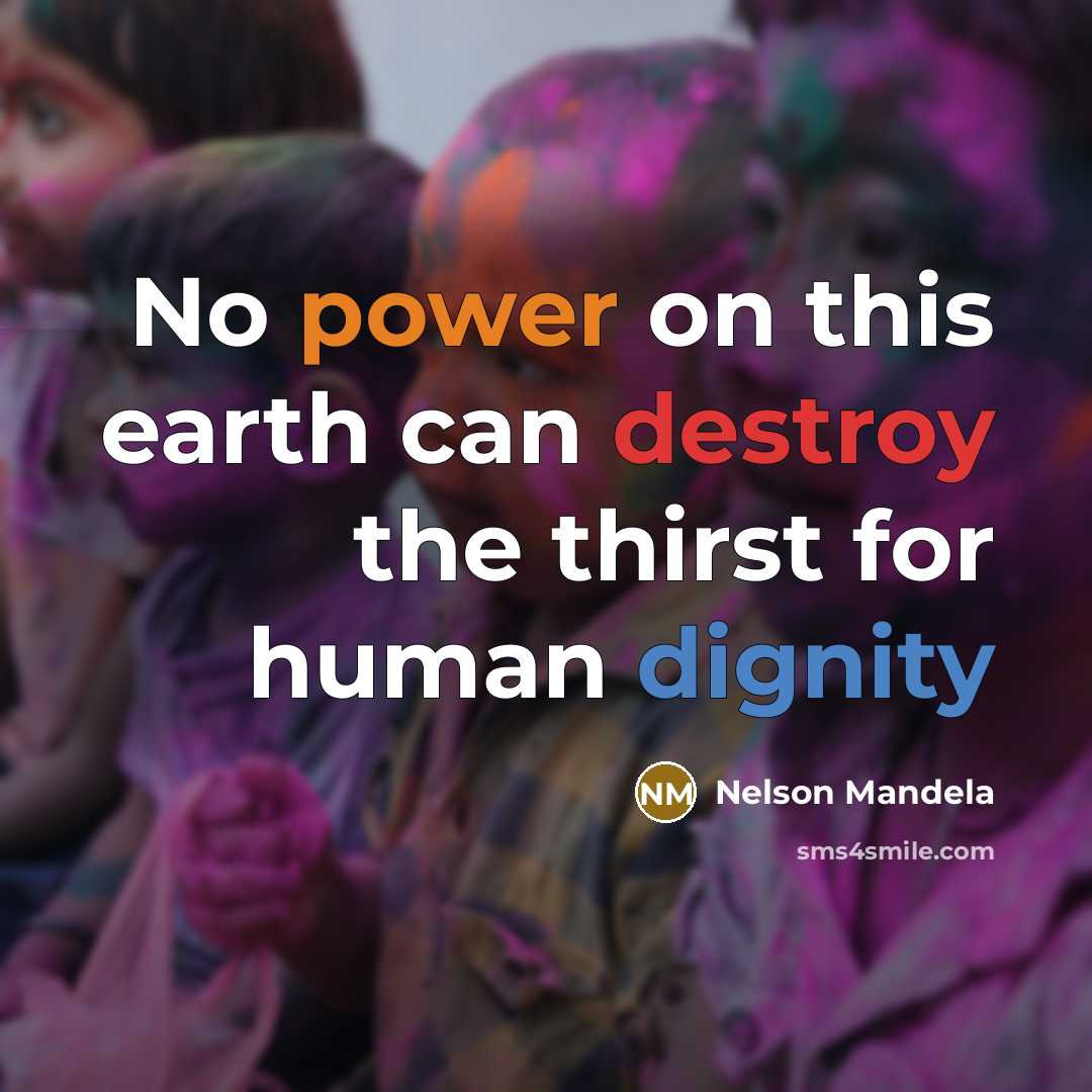 “No power on this earth can destroy the thirst for human dignity” quote by Nelson Mandela