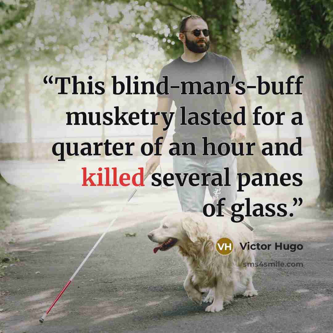 “This blind-man's-buff musketry lasted for a quarter of an hour and killed several panes of glass.” quote by Victor Hugo