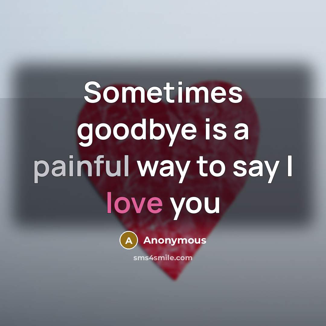 “Sometimes goodbye is a painful way to say I love you” quote by Anonymous