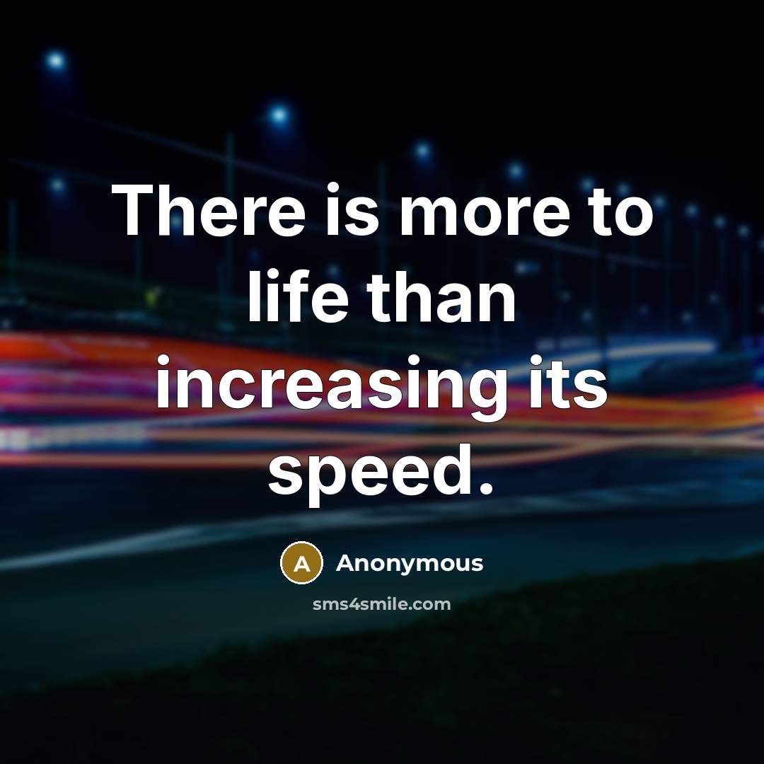 “There is more to life than increasing its speed.” quote by Anonymous