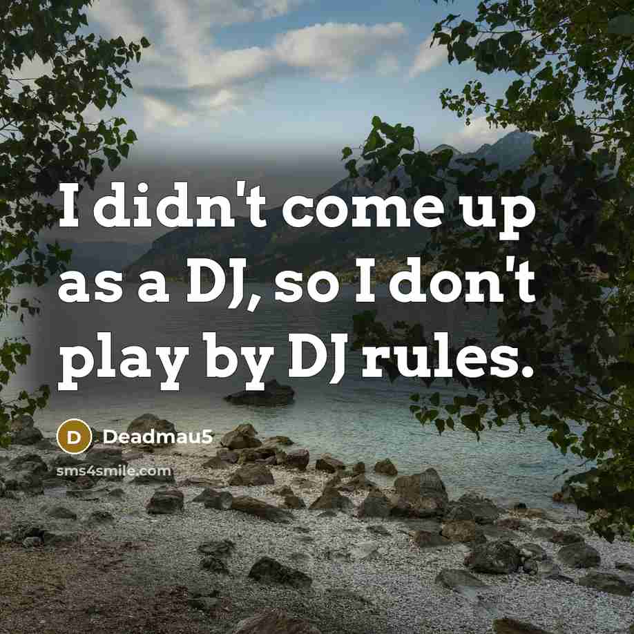 “I didn't come up as a DJ, so I don't play by DJ rules.” quote by Deadmau5