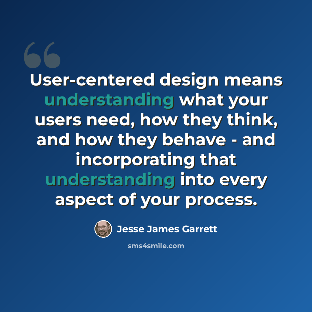 “User-centered design means understanding what your users need, how they think, and how they behave - and incorporating that understanding into every aspect of your process.” quote by Jesse James Garrett