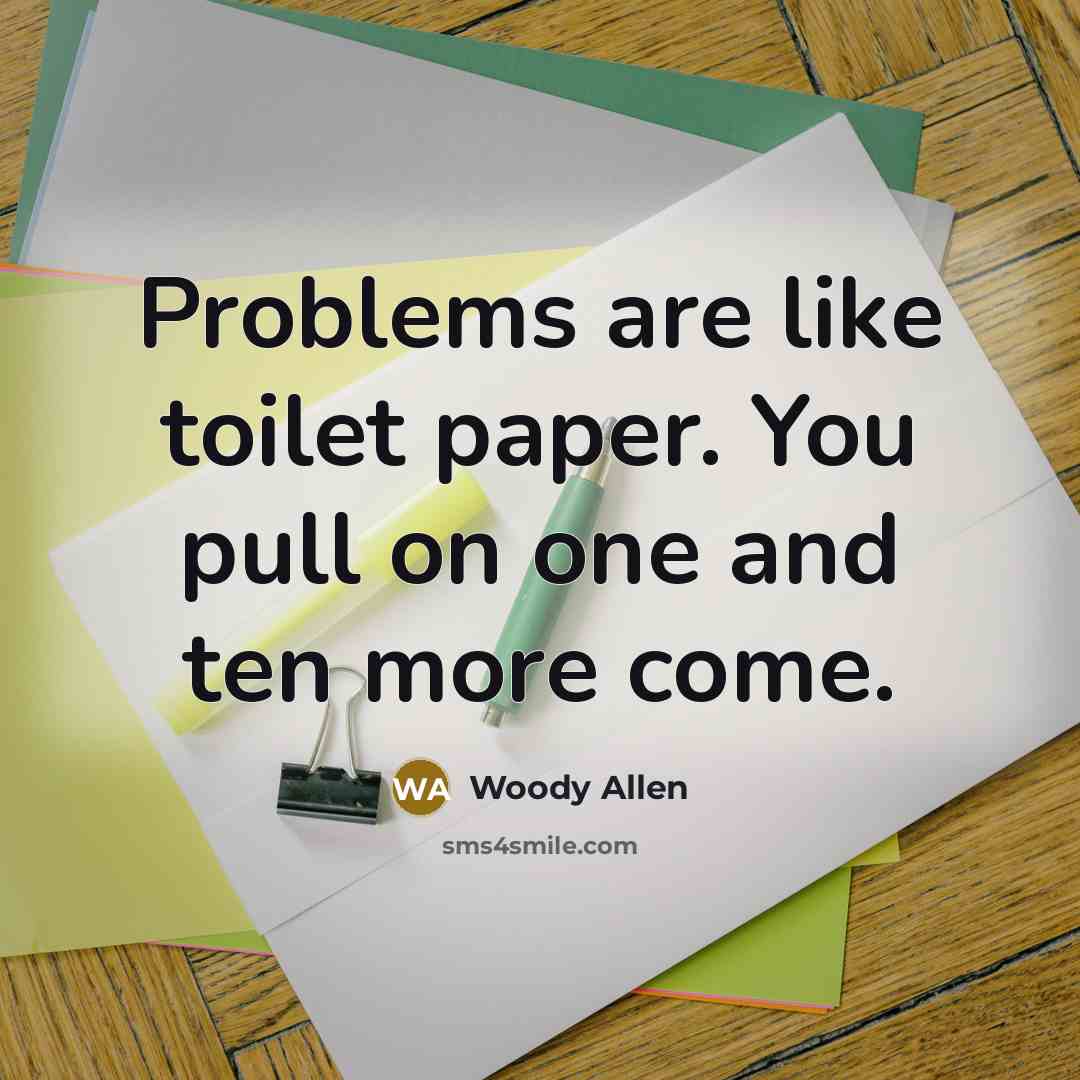 “Problems are like toilet paper. You pull on one and ten more come.” quote by Woody Allen
