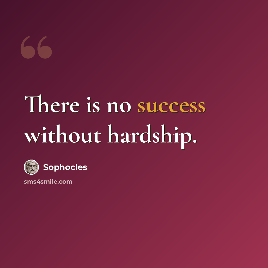 “There is no success without hardship.” quote by Sophocles