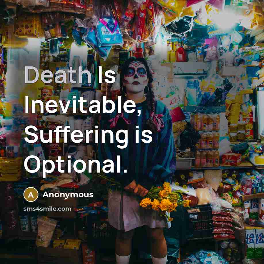 “Death Is Inevitable, Suffering is Optional.” quote by Anonymous