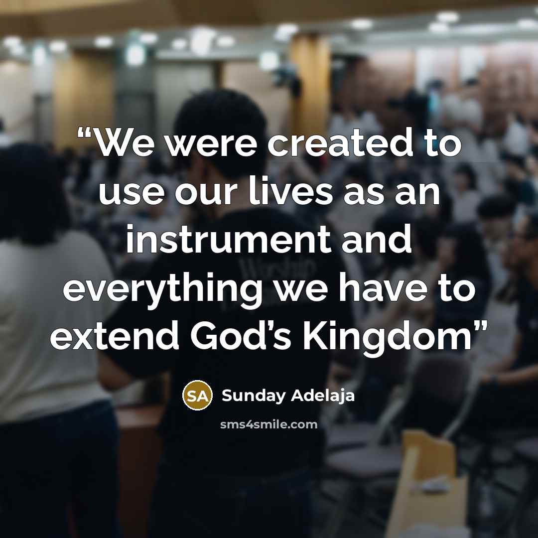 “We were created to use our lives as an instrument and everything we have to extend God’s Kingdom” quote by Sunday Adelaja